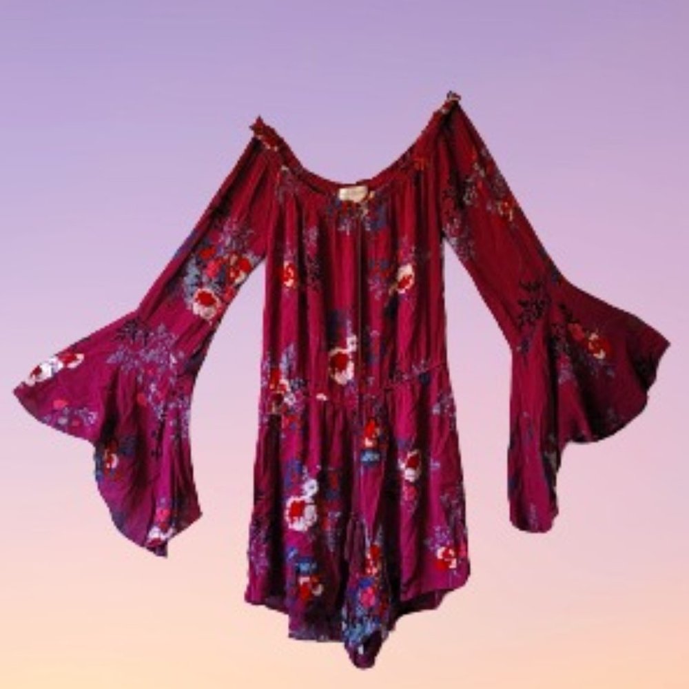 EUC Revolve Off the Shoulder Burgundy Romper